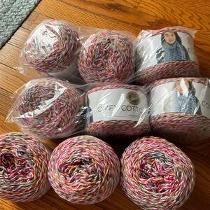9 Skeins Lion Brand Comfy Cotton Multicolor Yarn